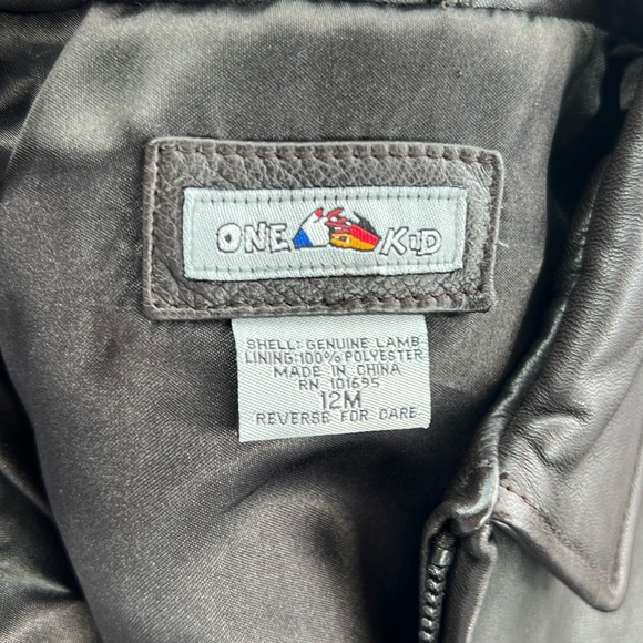 🤎Like new One Kid Unisex Genuine Lamb Leather infant jacket Brown 12 months - Picture 10 of 15